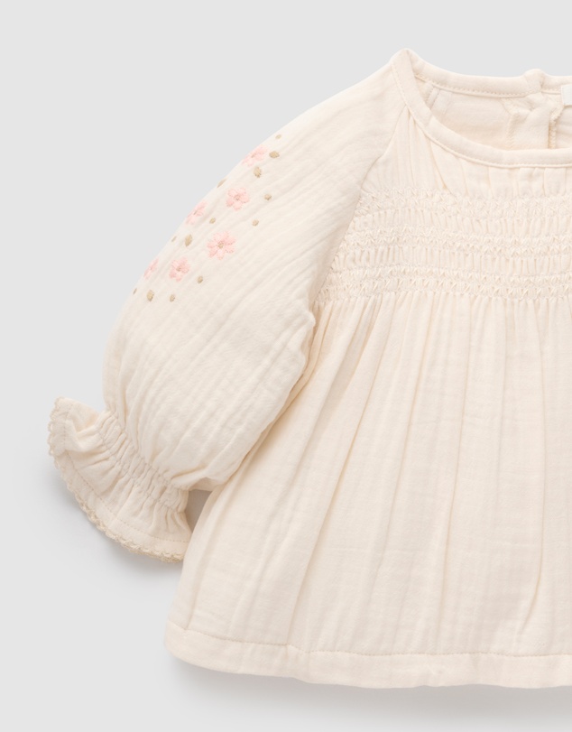 Purebaby - Embroidered Blouse- Kids-Babies