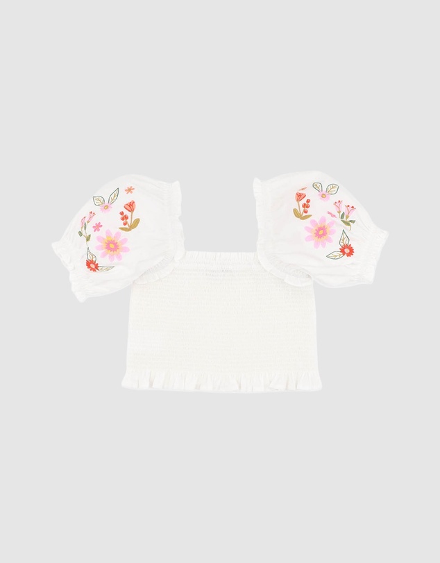 Fox & Finch - Embroidered Shirred Top - Kids