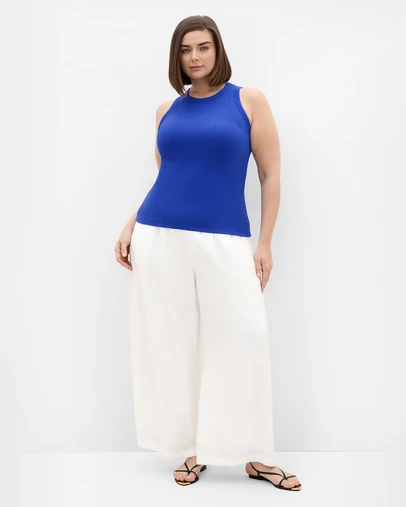 City Chic - Plus size Talia Rib Tank - cobalt