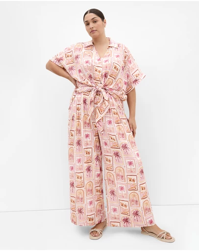 City Chic - Postcard Print Shirt