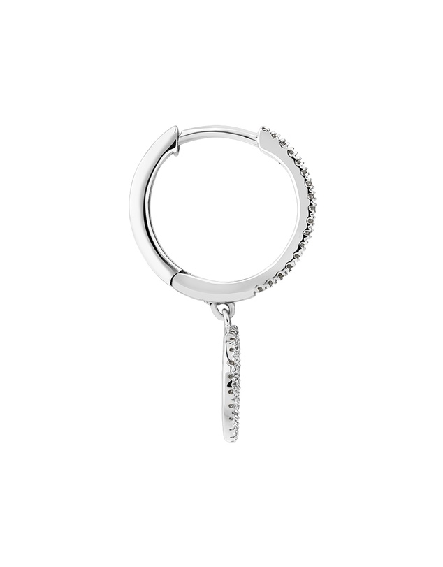 Michael Hill - Fine Double Circle Diamond Drop Huggie Earrings in Sterling Silver
