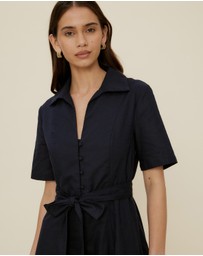 The Fated - Claudia Linen Blend Midi Dress