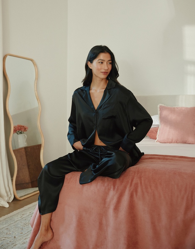 Papinelle - Audrey Mulberry Silk Boyfriend Shirt