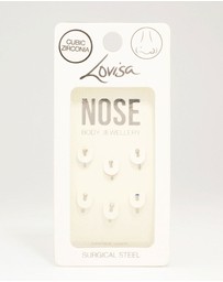 Lovisa - Surgical Steel Heart & Diamante Nose Stud 6-Pack