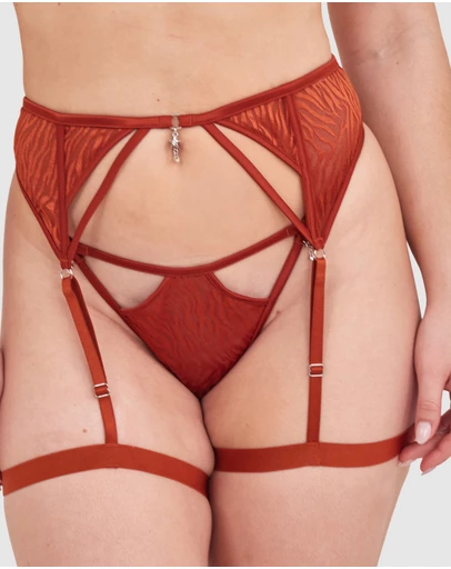 Bras N Things - Night Games Wild Delight Suspender - Rust