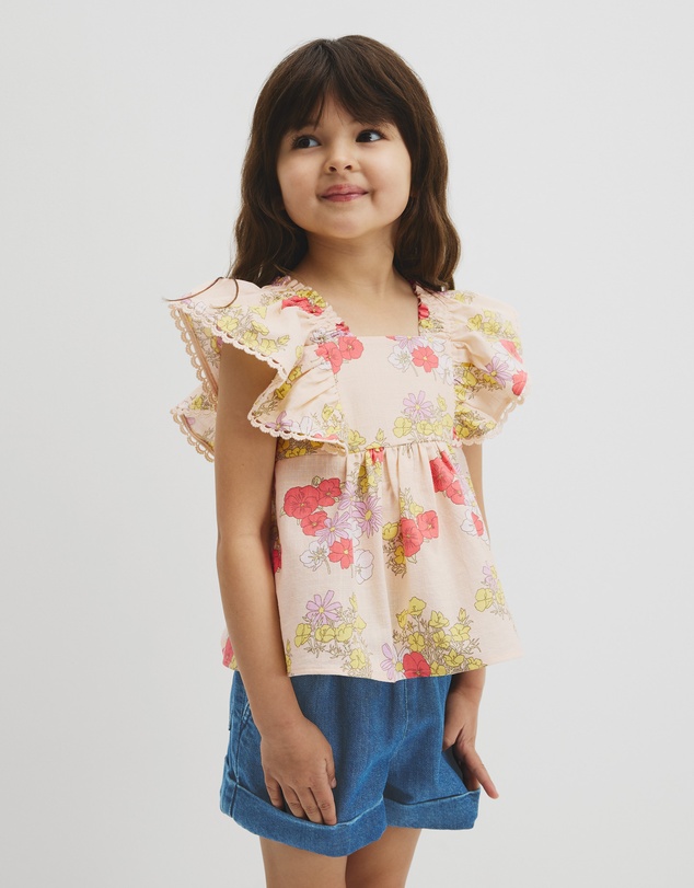 Country Road - Short Sleeve Flutter Sleeve Top