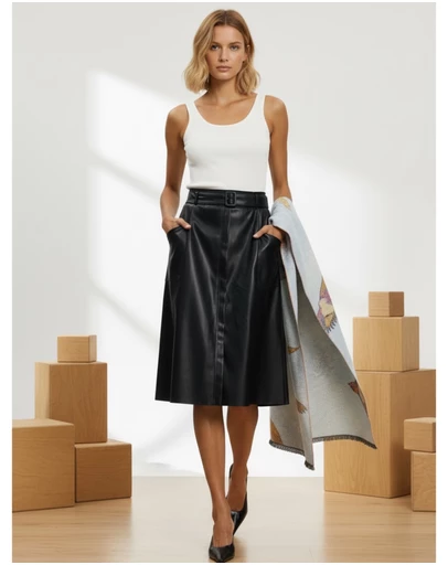 Mossée - Lily A Line Leather Skirt