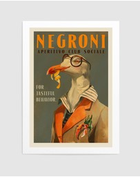 Olive et Oriel - Vintage Art Deco Negroni Poster by The Whiskey Ginger Art Print