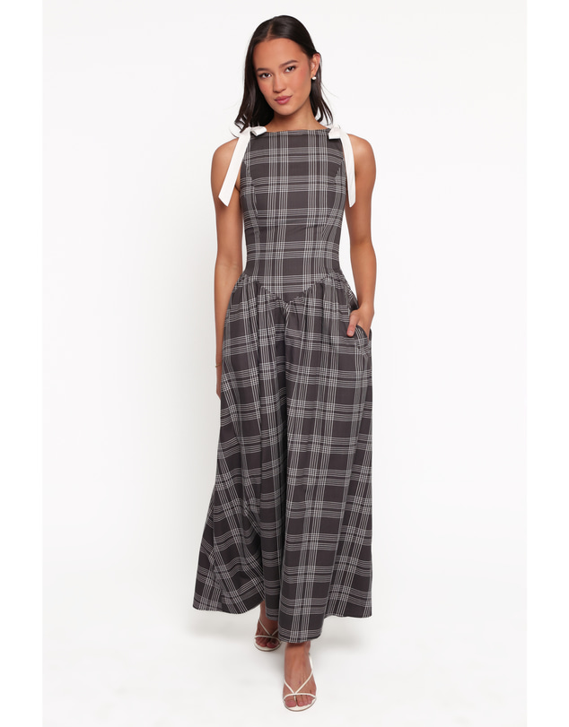 Petal & Pup - Rafaella Maxi Dress - Charcoal Plaid