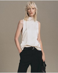 M.N.G - High Collar Satin Blouse