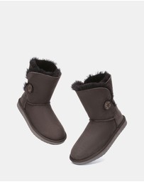 EVERAU - Australian Shepherd Ugg Short Button Sheepskin Upper UGG Boots