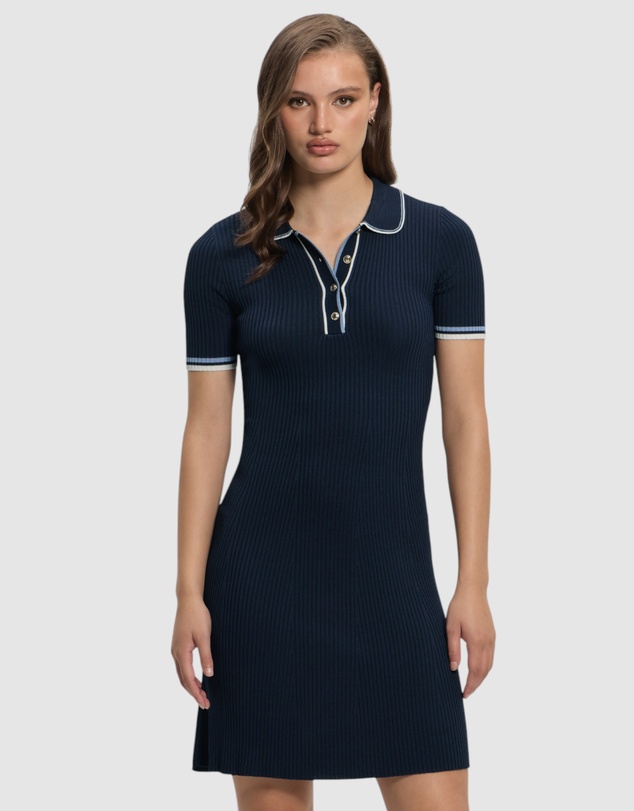 GUESS - Thalia Polo Neck Short Sleeve Sweater Dress