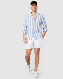 Vacay Swimwear - Blue Stripe Linen Shirt