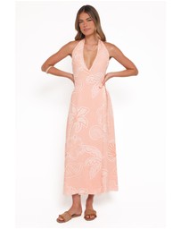Petal & Pup - Sierra Wrap Midi Dress - Peach Floral
