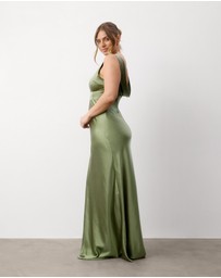 Six Stories - Cowl Back Satin Bridesmaid Dress