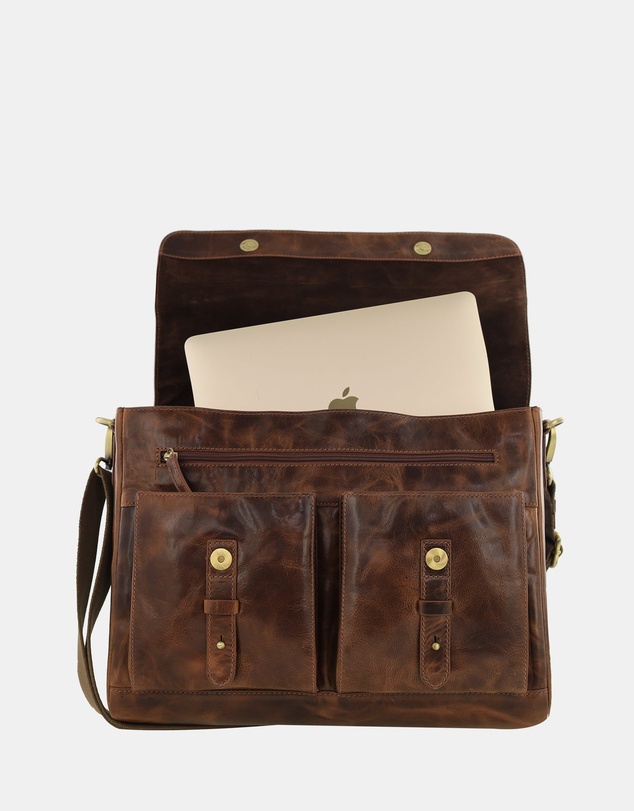 Pierre Cardin - Pierre Cardin Men's Leather Refined Messenger/Computer Bag