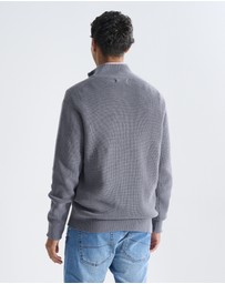 3 Wise Men - 3 Wise Men Frost Zip Neck Wool Blend Knit - Dark Grey