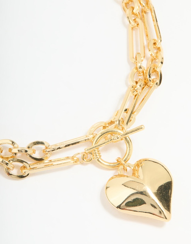 Lovisa - Gold Plated Heart Pendant Chain T & O Necklace