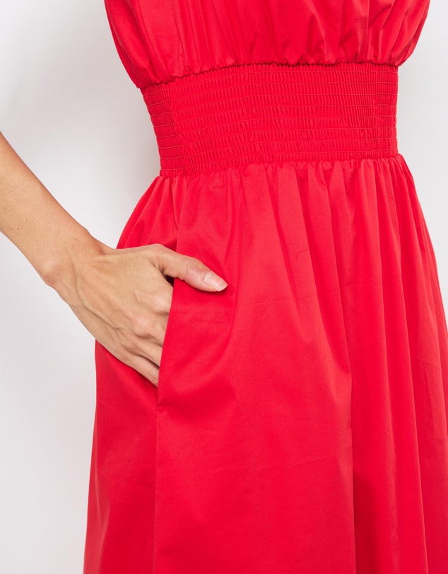 AERE - Liona Cotton Shirred Waist Midi Dress