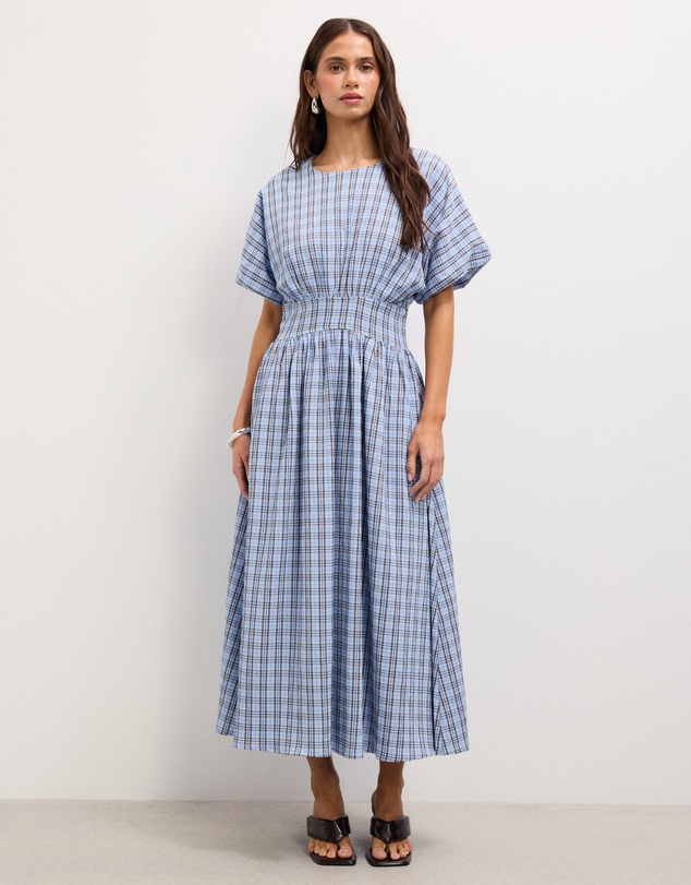 The Fated - Bloom Check Midi Dress