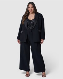 Pink Dusk by Curve Project - Fired Up Satin Trim Blazer