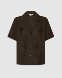 Oroton - Ribbon Trim Silk Camp Shirt