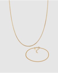 Kuzzoi - ICONIC EXCLUSIVE - Jewelry Set Curb Set Basic in 925 Sterling Silver Gold Plated