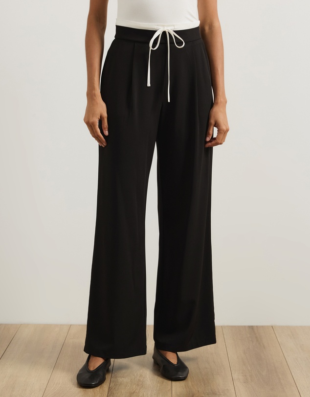 Atmos&Here - Cally Contrast Waist Wide Leg Pants