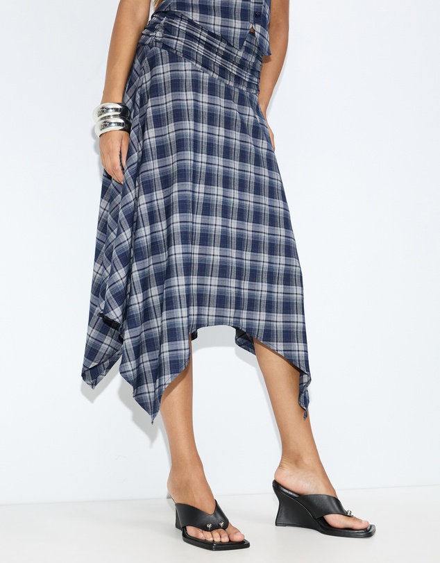 Dazie - Hamilton Hanky Hem Check Midi Skirt
