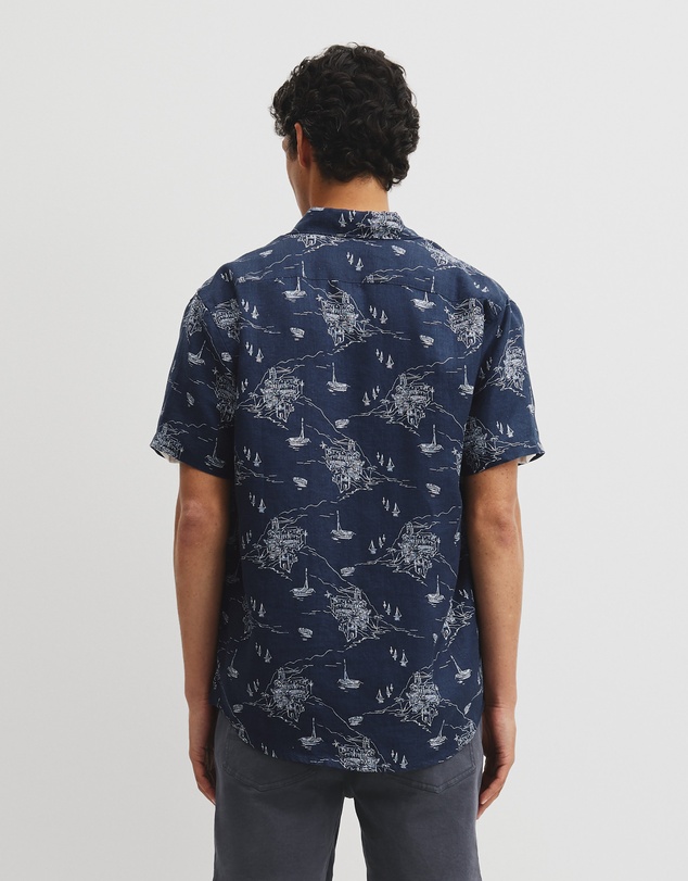 Country Road - Regular Fit Linen Coastline Print Shirt