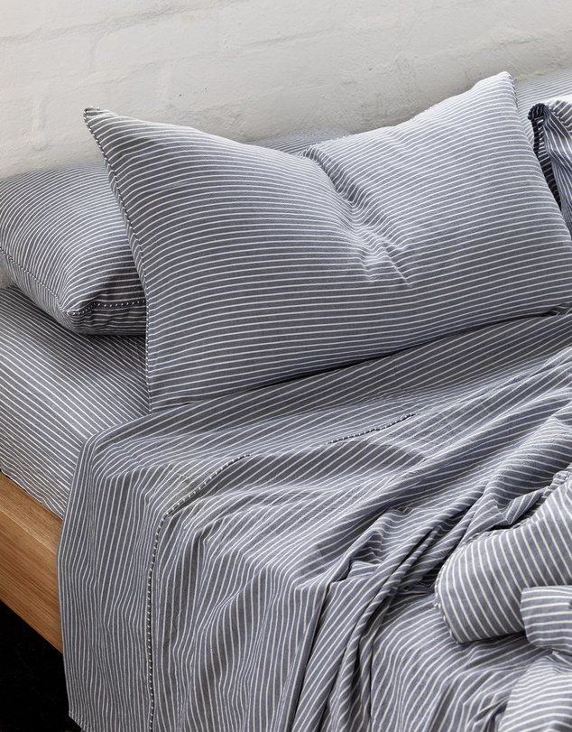 Sheet Society - Leo Washed Cotton Stripe Fitted Sheet Set