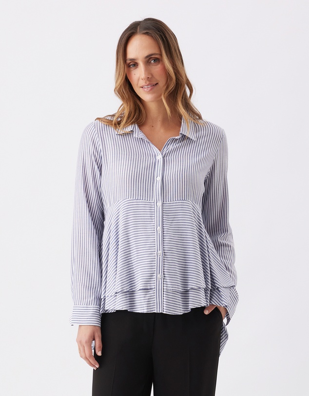 Ripe Maternity - Stripe Layered Peplum Shirt