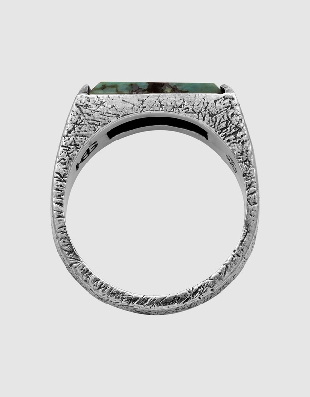 Haze & Glory - ICONIC EXCLUSIVE - Ring Signet Men Bold Bar African Turquoise 925 Sterling Silver