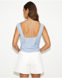 Dazie - Daisy Stripe Ruched Top