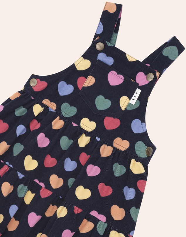 Huxbaby - Multi Hearts Cord Pinafore Dress - Babies-Kids