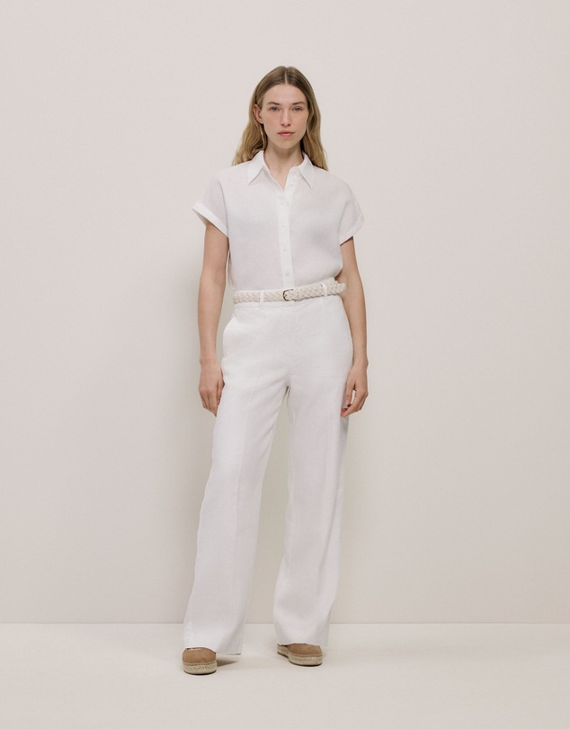 Trenery - Linen Cap Sleeve Shirt in White