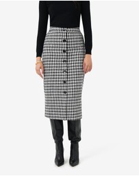Forcast - Bennet Houndstooth Midi Skirt