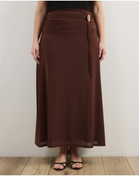 Atmos&Here Curvy - Valentia Belted Mesh Maxi Skirt