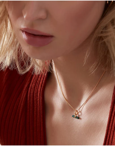 Rachel Jackson - Mini Malachite T-Bar Necklace