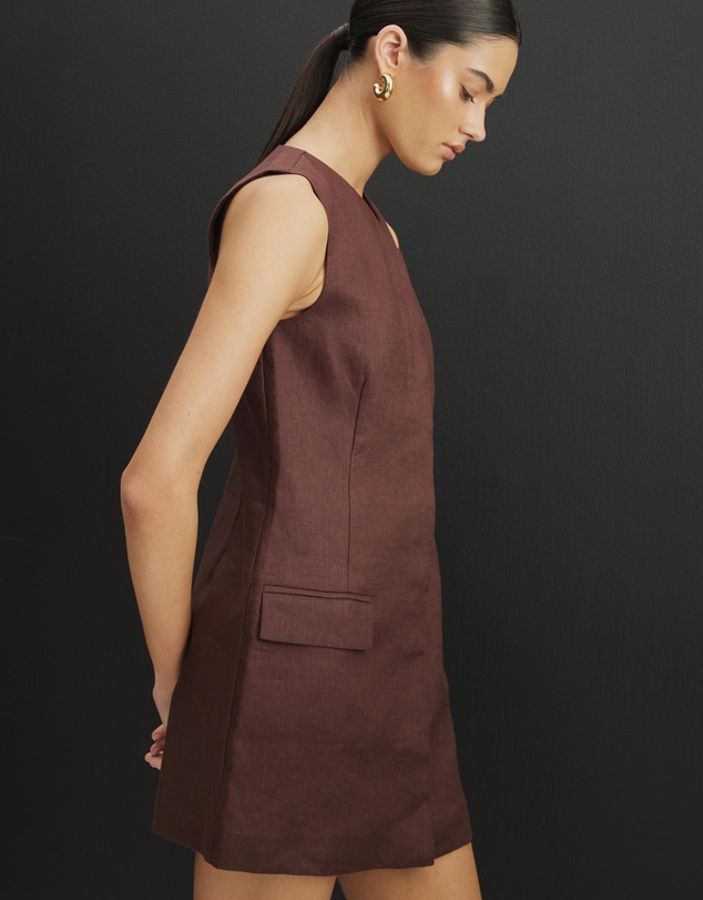 AERE - Tamsin Linen Mini Shift Dress