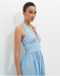 Calli - Contrast Bind Halter Midi Dress