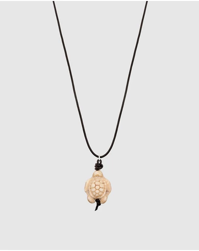 Kuzzoi - ICONIC EXCLUSIVE - Necklace Male Turtle Synthetic Howlite Leather 925 Sterling Silver