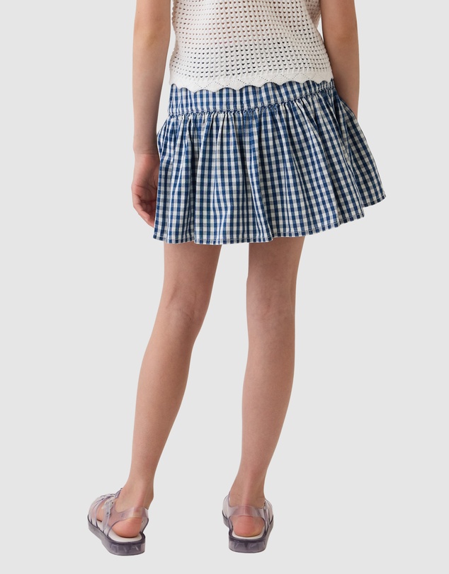 GAP - Denim Ginhgam Skort - Teens