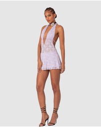 EDIKTED - Danny Open Back Sheer Lace Mini Dress