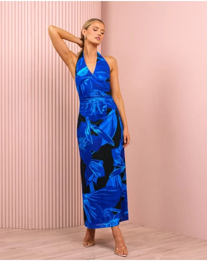 Azzurielle - Wilna Halter Neck Maxi Dress