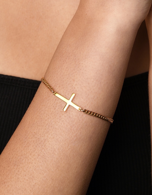 Von Treskow - Cross & Evil Eye Curb Bracelet