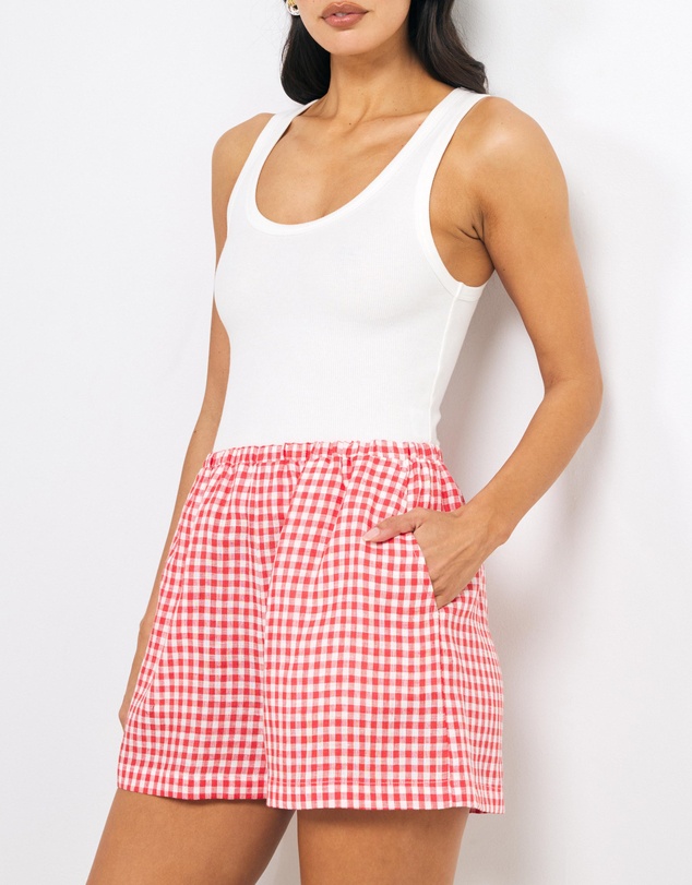 AERE - Romy Linen Gingham Shorts