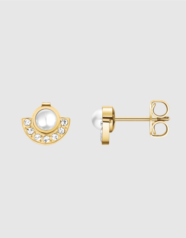 Rosefield - Modern Pearl Circle Gold-Tone Stud Earrings