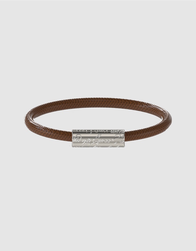 GUESS - Silver-Tone 6MM Brown Leather Bracelet