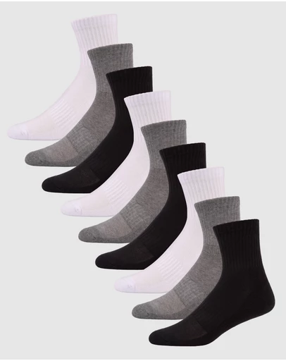 Pussyfoot - 9 Pack Unisex Sport Quarter Crew Socks